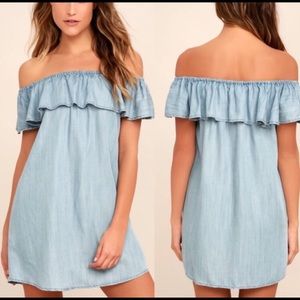 Lulu’s Chambray Off The Shoulder Dress